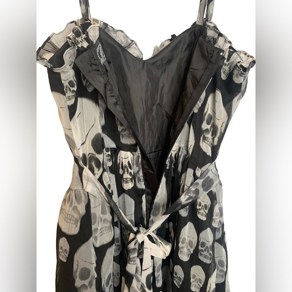 Tripp NYC Skull Grunge V Neck Black Gothic Lolita Baby Doll Dress Small - Picture 10 of 14